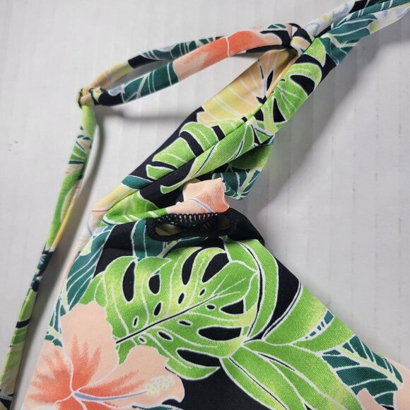 Volcom Shady Beach Women Tropical Floral Adjustable Halter Bikini Top Size XL - Picture 8 of 10